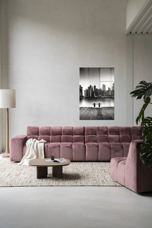 Kunsttrykk på syrefritt papir, lerret og glass. Svart-hvit foto av en storby med skyskraper, sett fra en brygge.