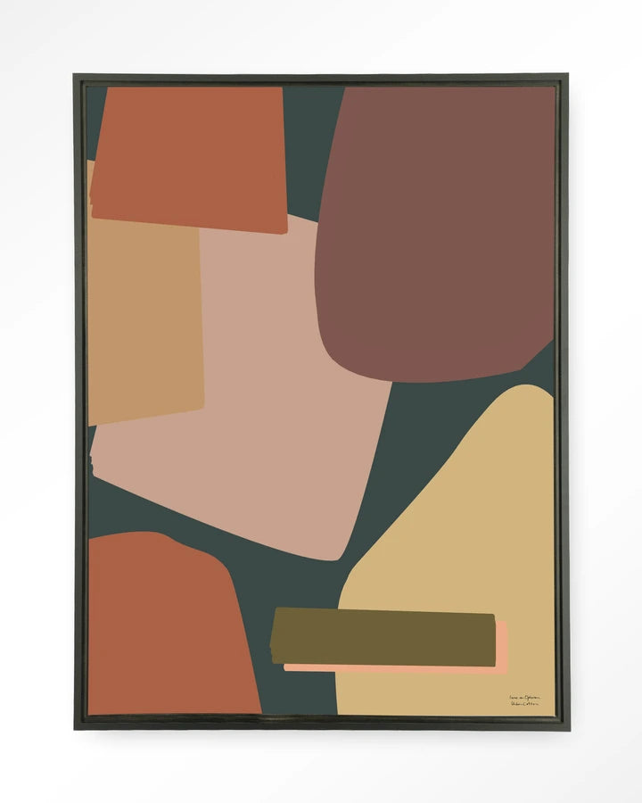 Maleri med store geometriske flater. Multifarget. Kunsttrykk på syrefritt papir, lerret og glass. 