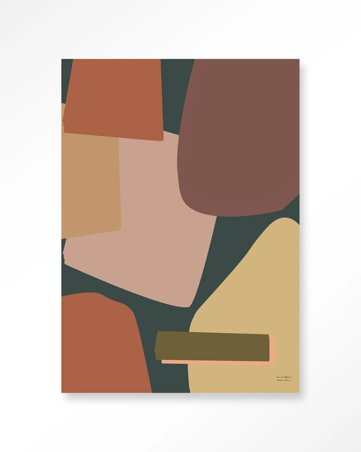 Maleri med store geometriske flater. Multifarget. Kunsttrykk på syrefritt papir, lerret og glass. 