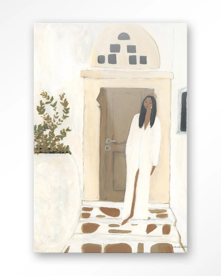 Kunsttrykk på herdet glass. Bildemotiv i sandfarger, beige jordtoner.