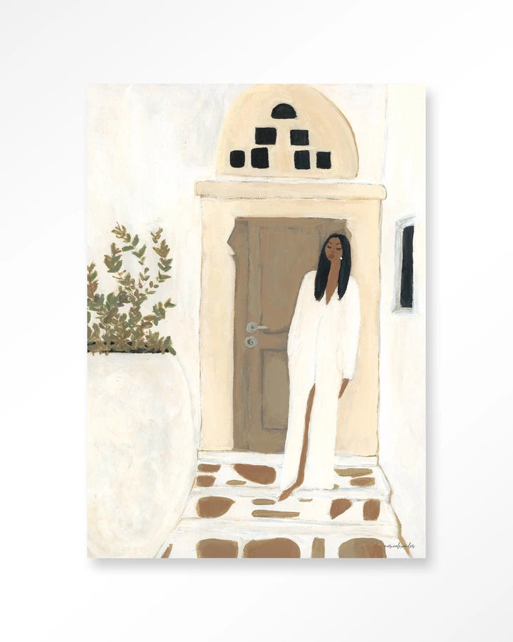 Kunsttrykk på syrefritt papir. Bildemotiv i sandfarger, beige jordtoner.