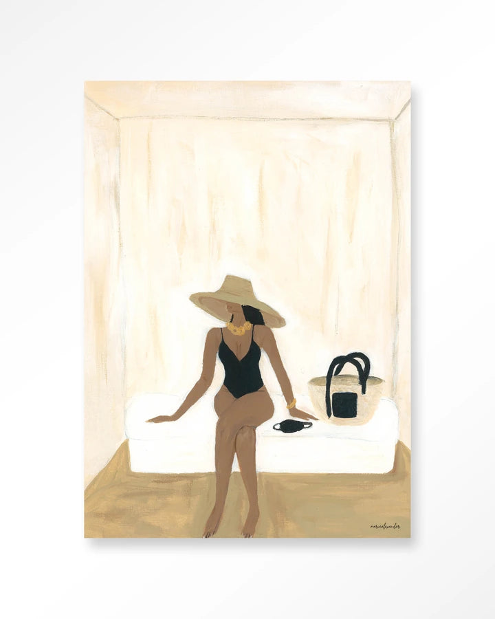 Kunsttrykk på syrefritt papir. Bildemotiv i sandfarger, beige jordtoner.