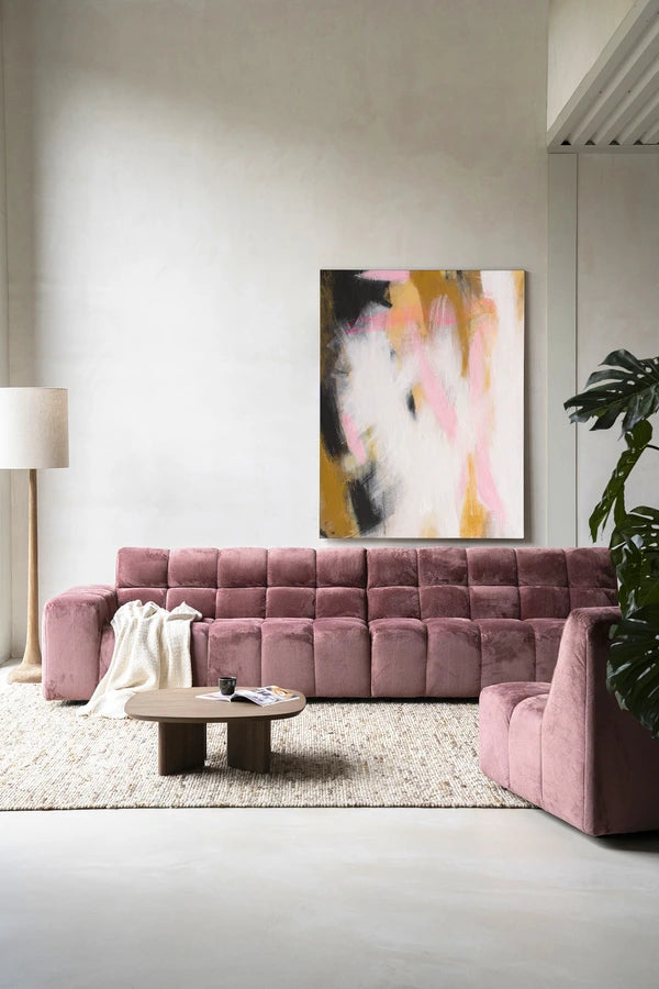 Kunsttrykk på syrefritt papir, lerret og glass. Abstrakt motiv med store penselstrøk og fargeflater.