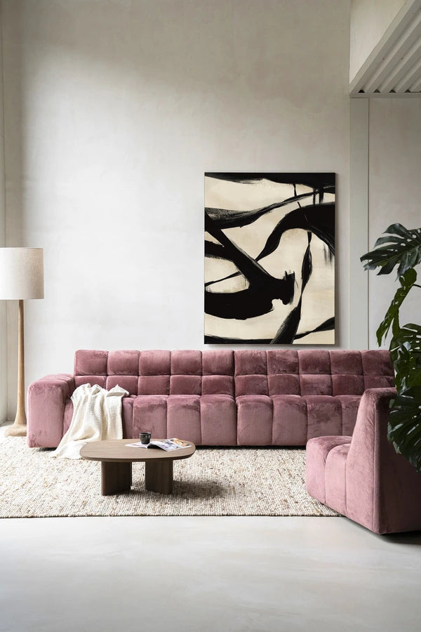 Abstrakt bildekunst med høy kontrast mellom svart og beige.A Kunsttrykk på syrefritt papir, lerret og glass. 