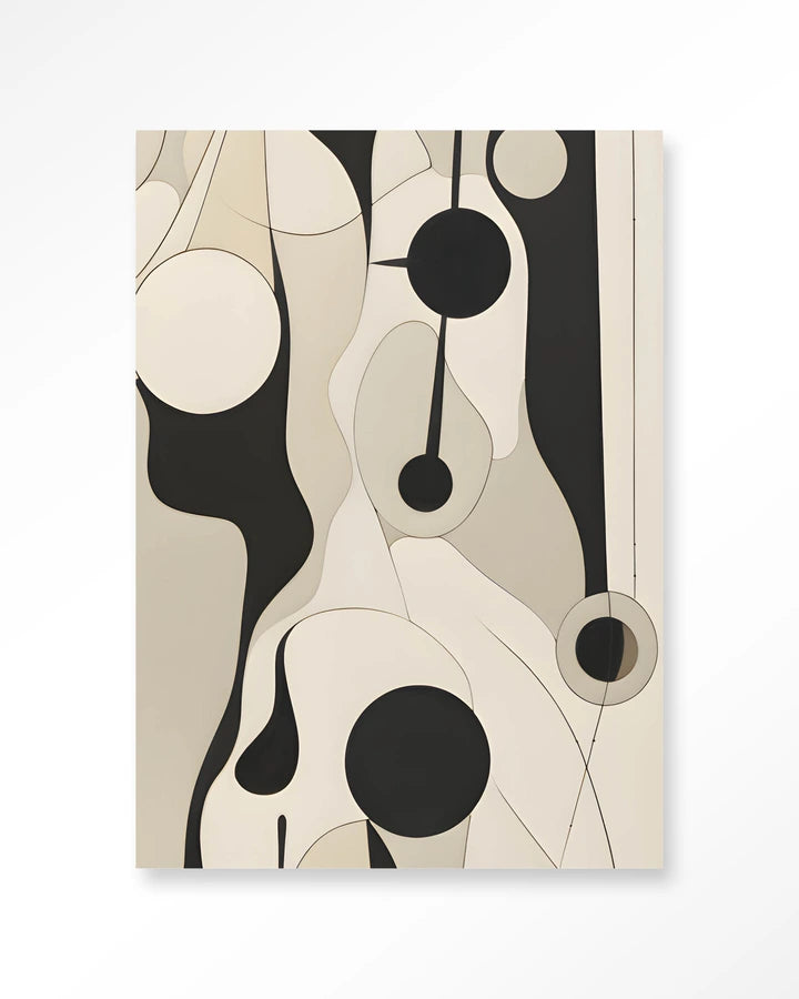 Kunsttrykk på syrefritt papir. Abstrakt bildemotiv i sandfarger, beige  og svart.