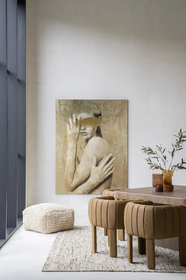 Kunsttrykk på lerret. Bildemotiv sandfarger.