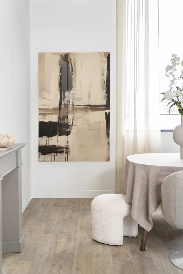 Kunsttrykk på syrefritt papir. Abstrakt motiv i beige og brune farger.