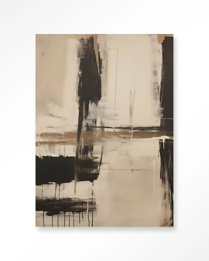 Kunsttrykk på syrefritt papir. Abstrakt motiv i beige og brune farger.