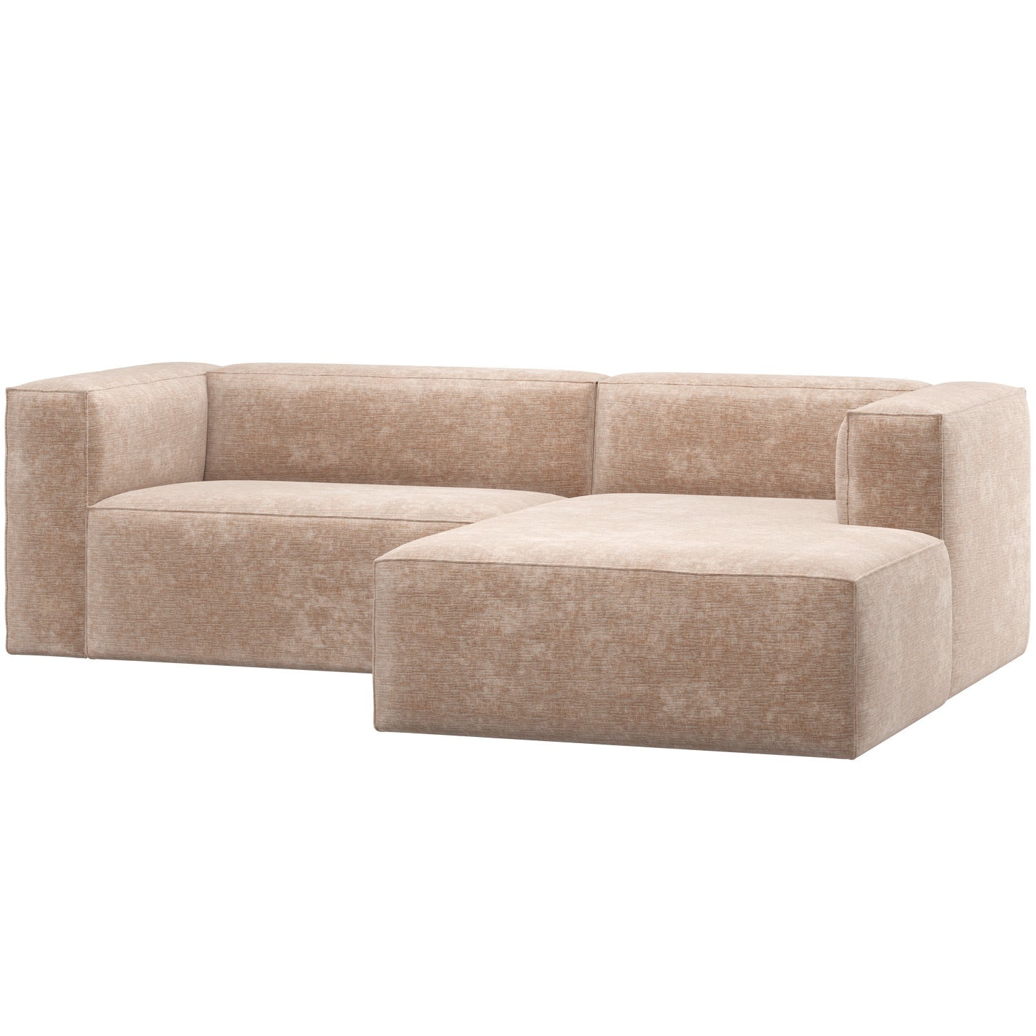 Bean Chaise Longue Sofa, Høyre - Chenille Velvet Natural
