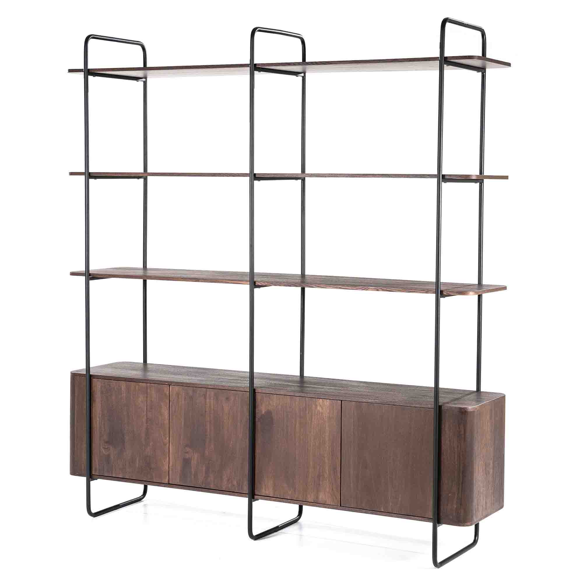 James bokhylle i mangotre og metall.