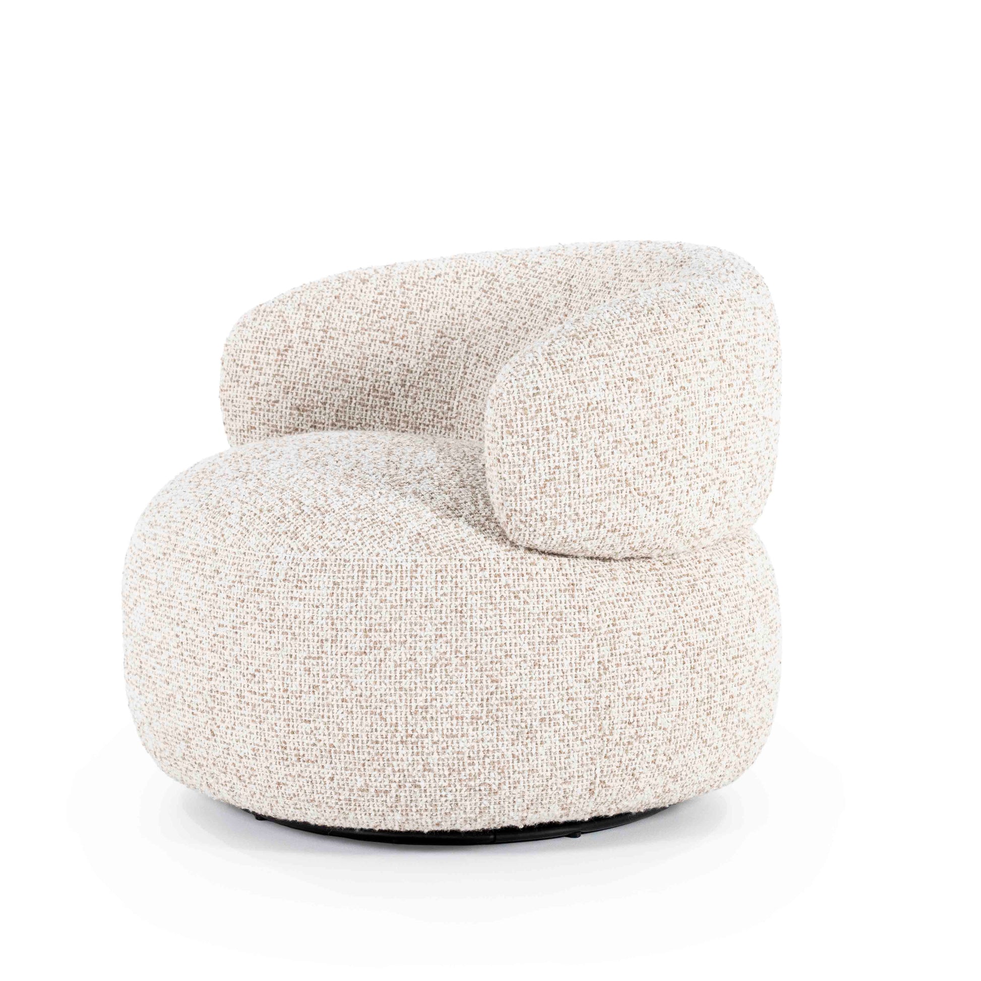 Maeve Loungestol, Beige Maywood. Myk, rund lenestol. Lounge chair