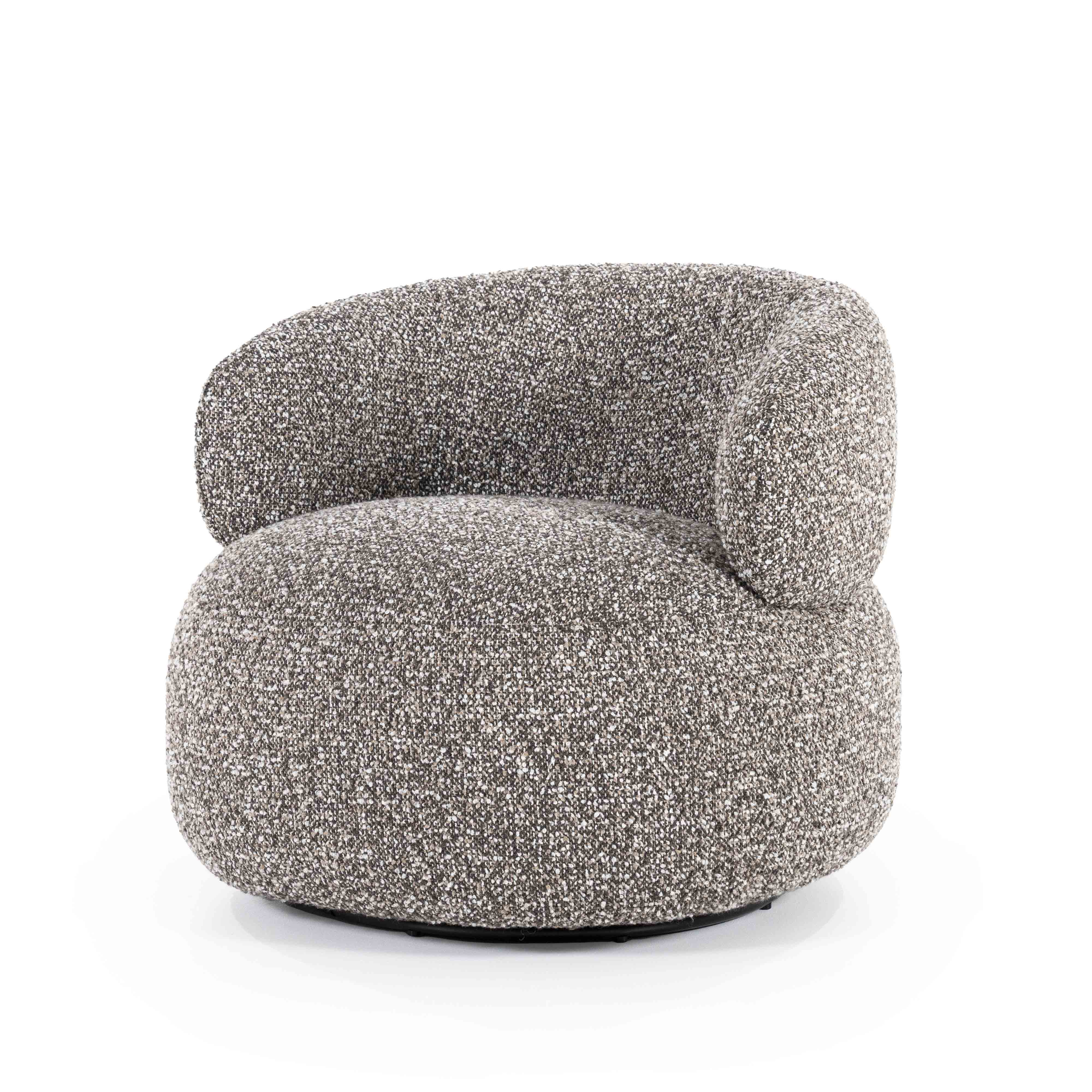 Maeve Loungestol, Taupe Maywood. Rund og myk lenestol. Lounge chair.