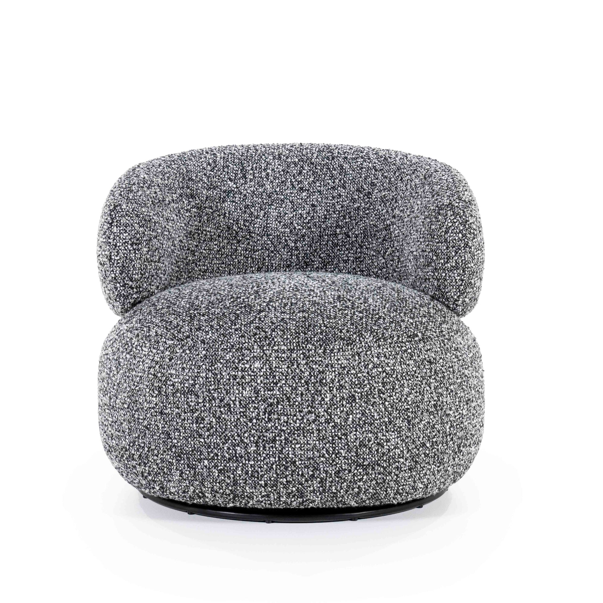 Maeve Loungestol, Black Maywood. Gråmelert myk lenestiol. Salt og pepper-aarget stol. Lounge chair.