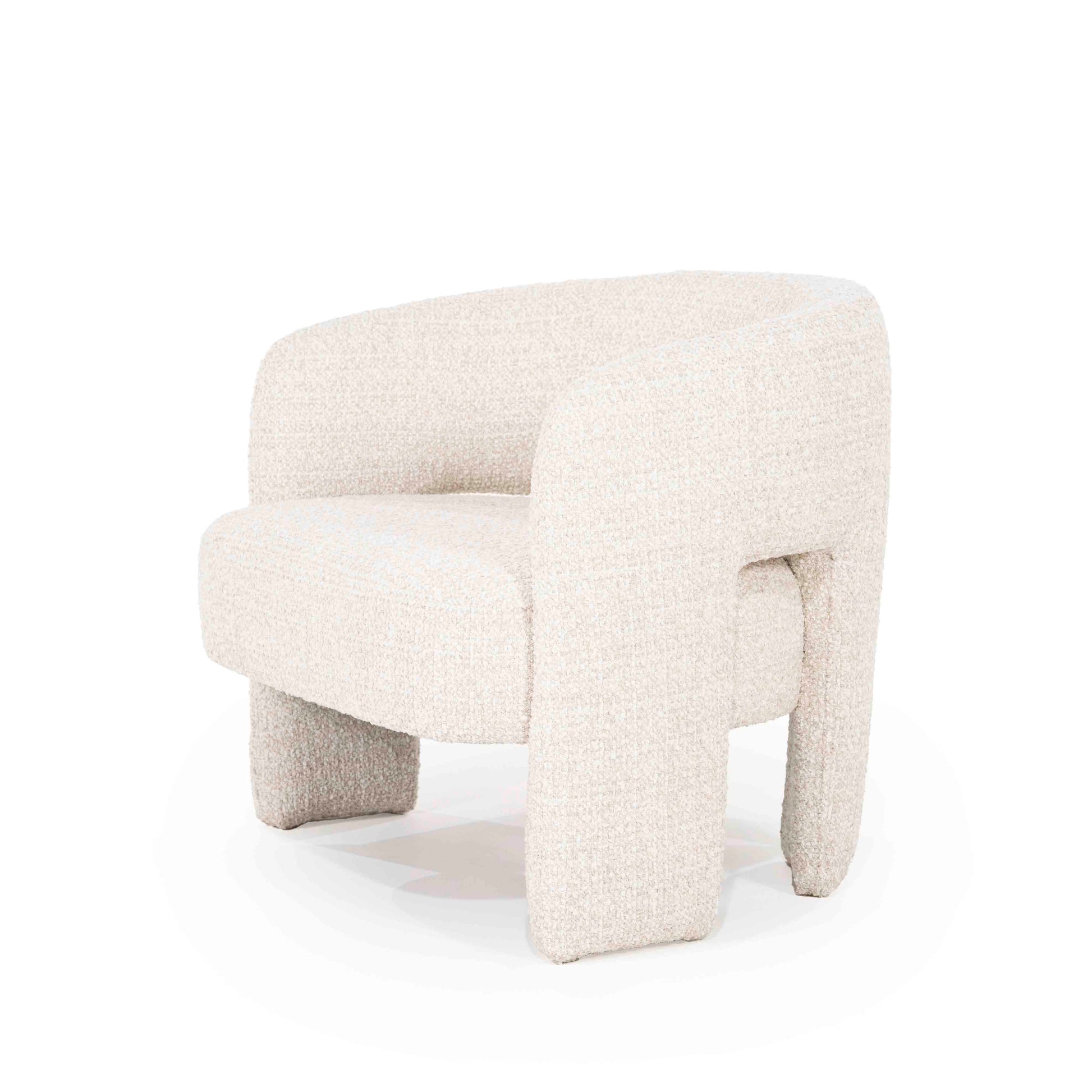 Lenestol i kremfarget bouclé