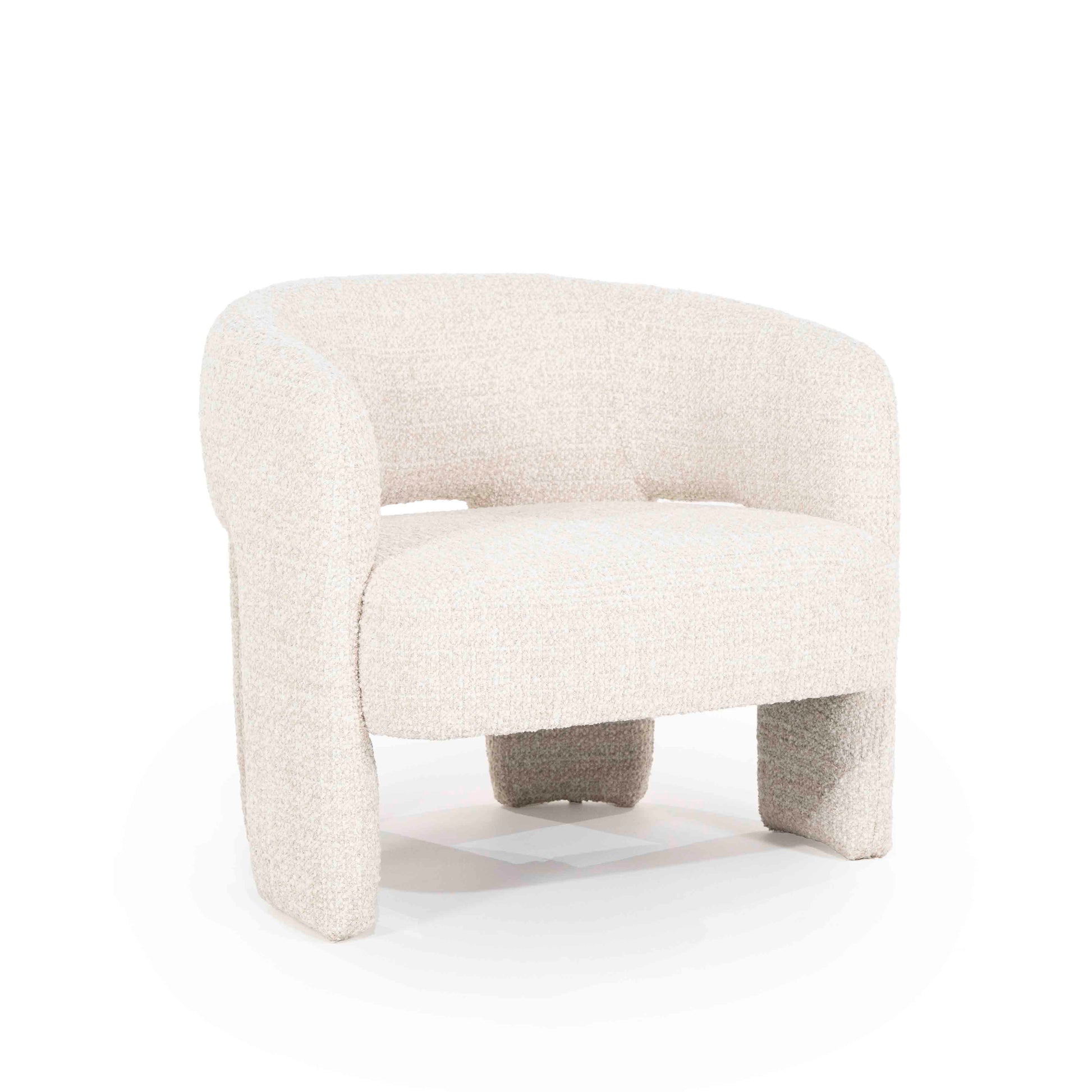 Lenestol i kremfarget bouclé