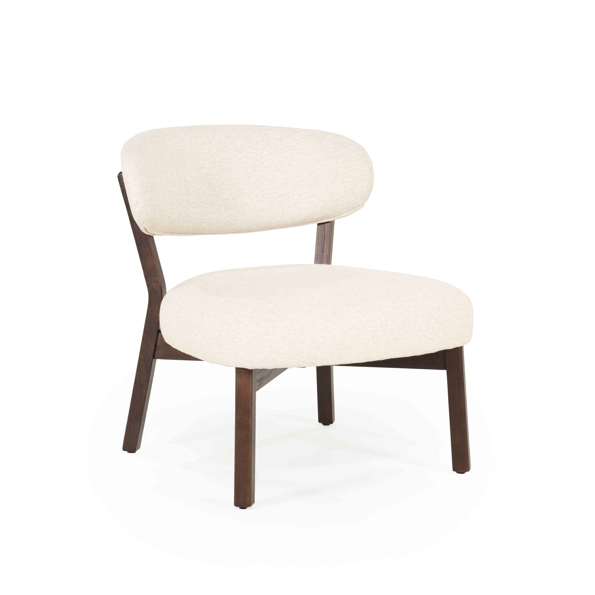 Mikky lenestol i beige tekstil med ben i mørk eik