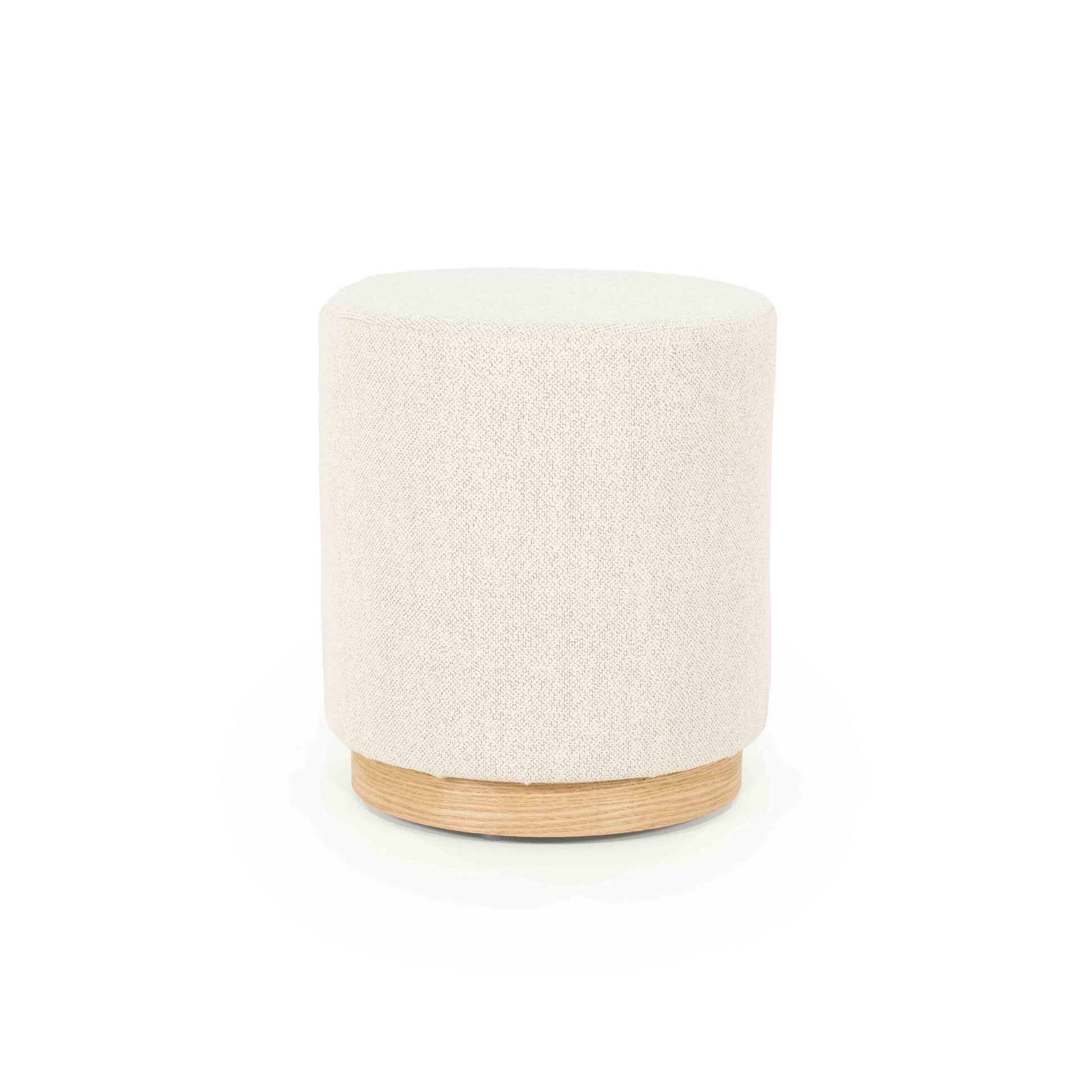 Lys beige puff med furu-sokkel