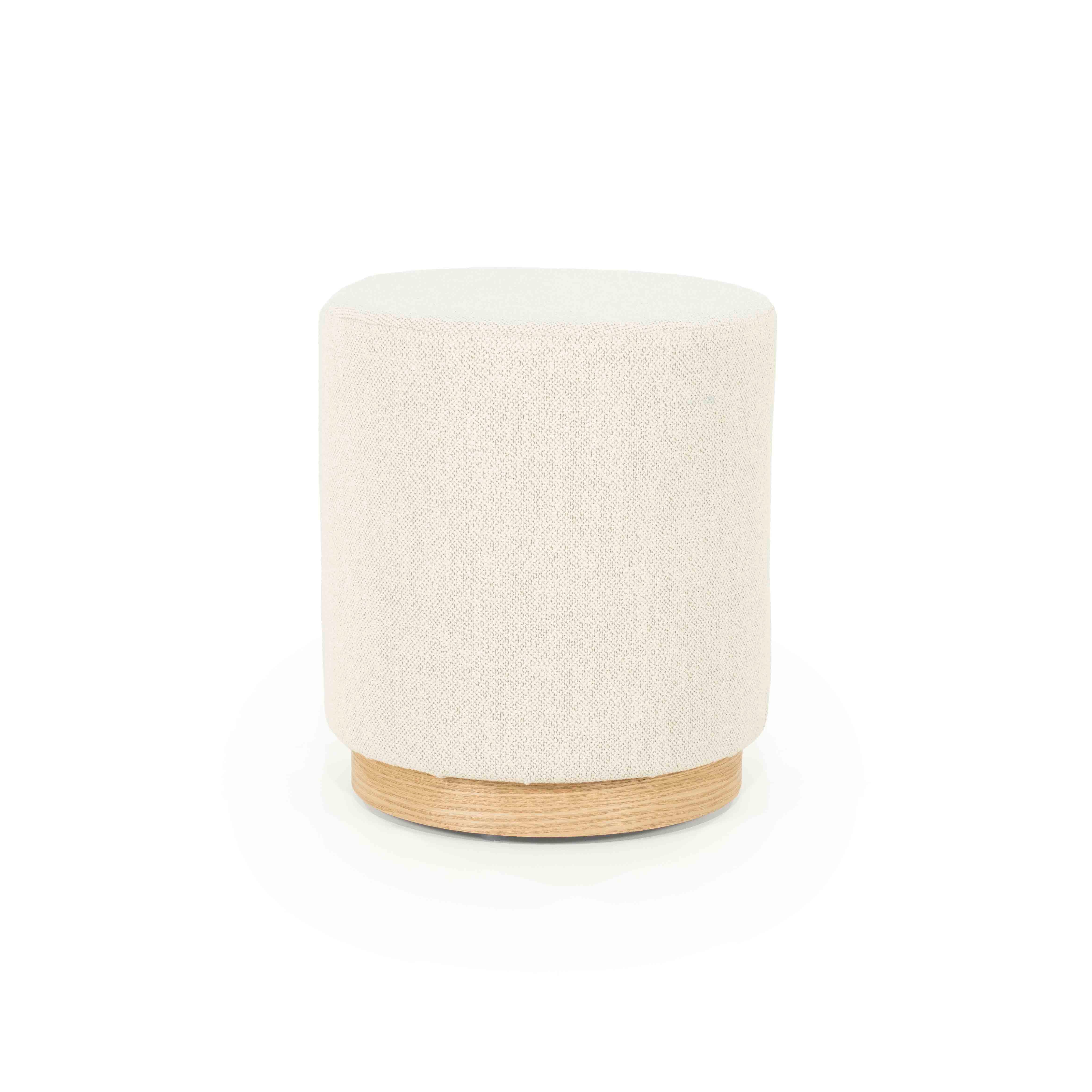 Lys beige puff med furu-sokkel