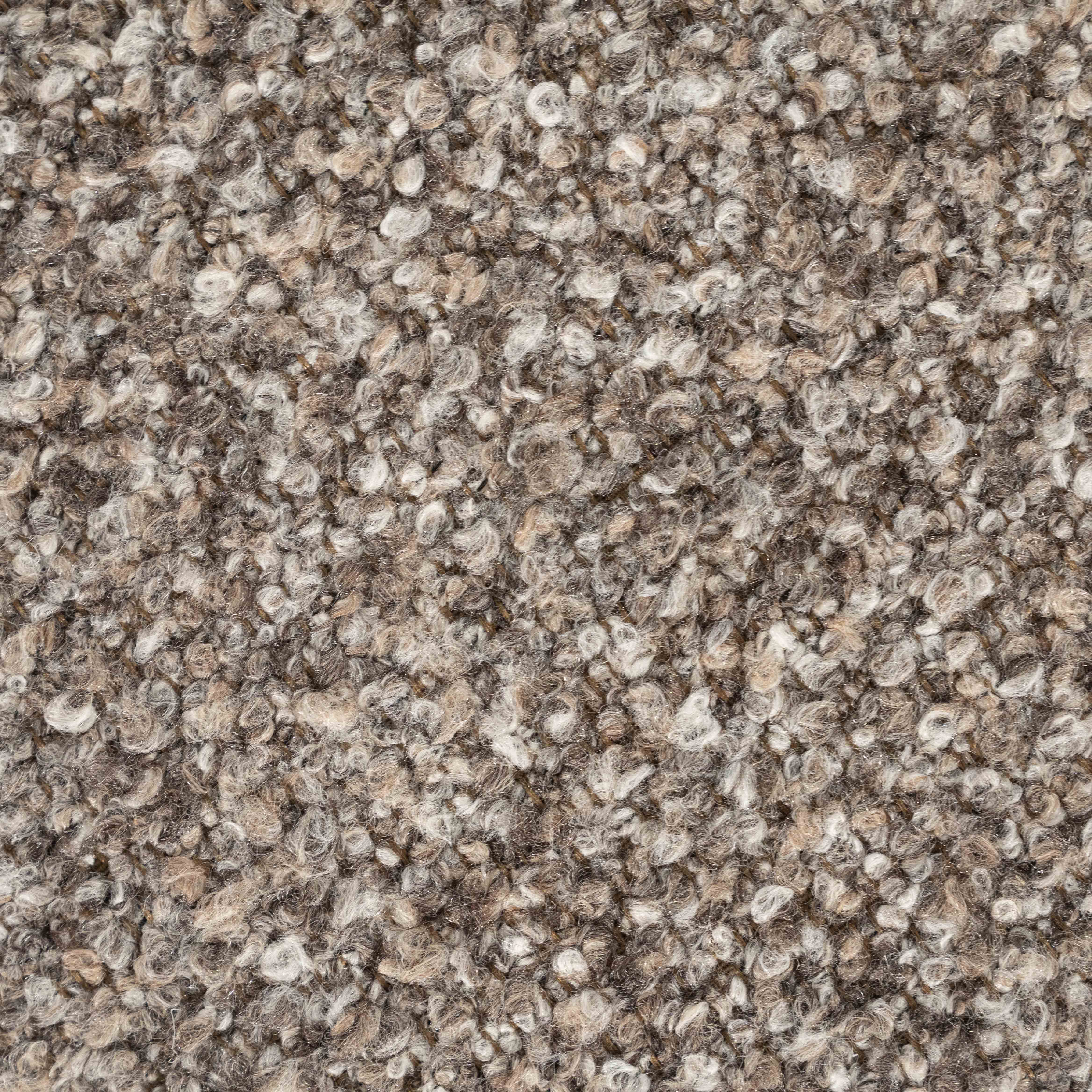 Stoffprøve: puff i beige og brunmelert stoff