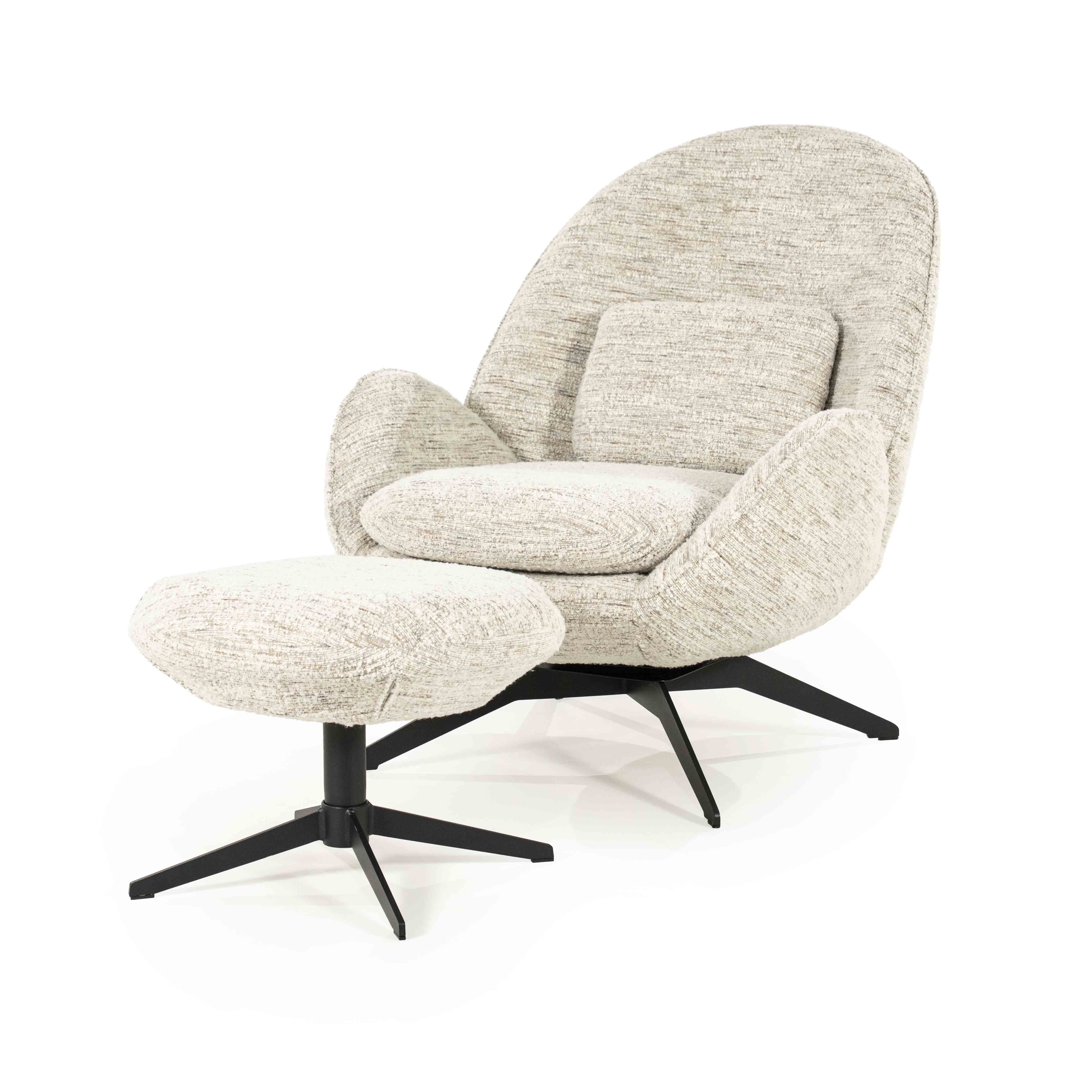 Ryan loungestol med puff i beige tekstil