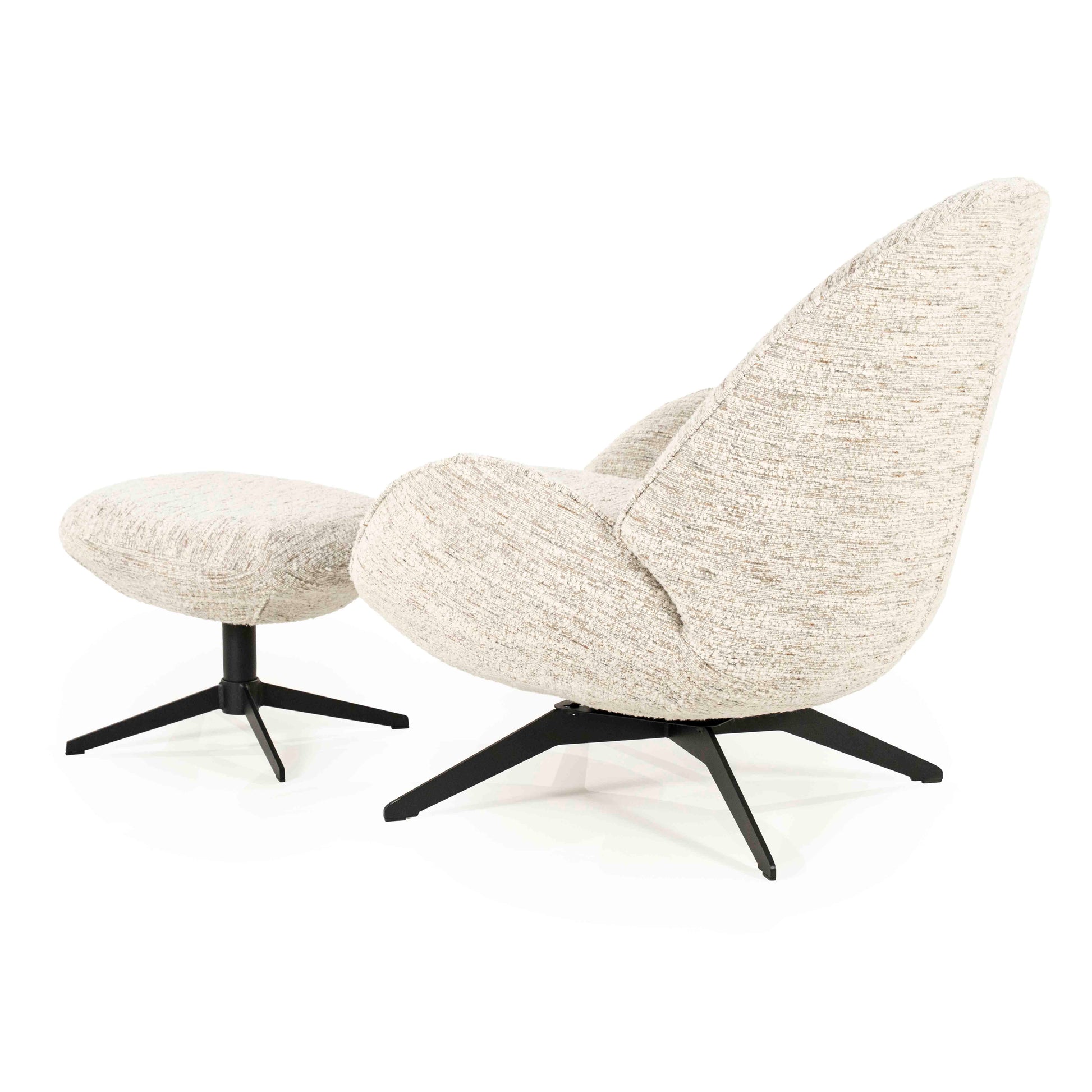 Ryan loungestol med puff i beige tekstil
