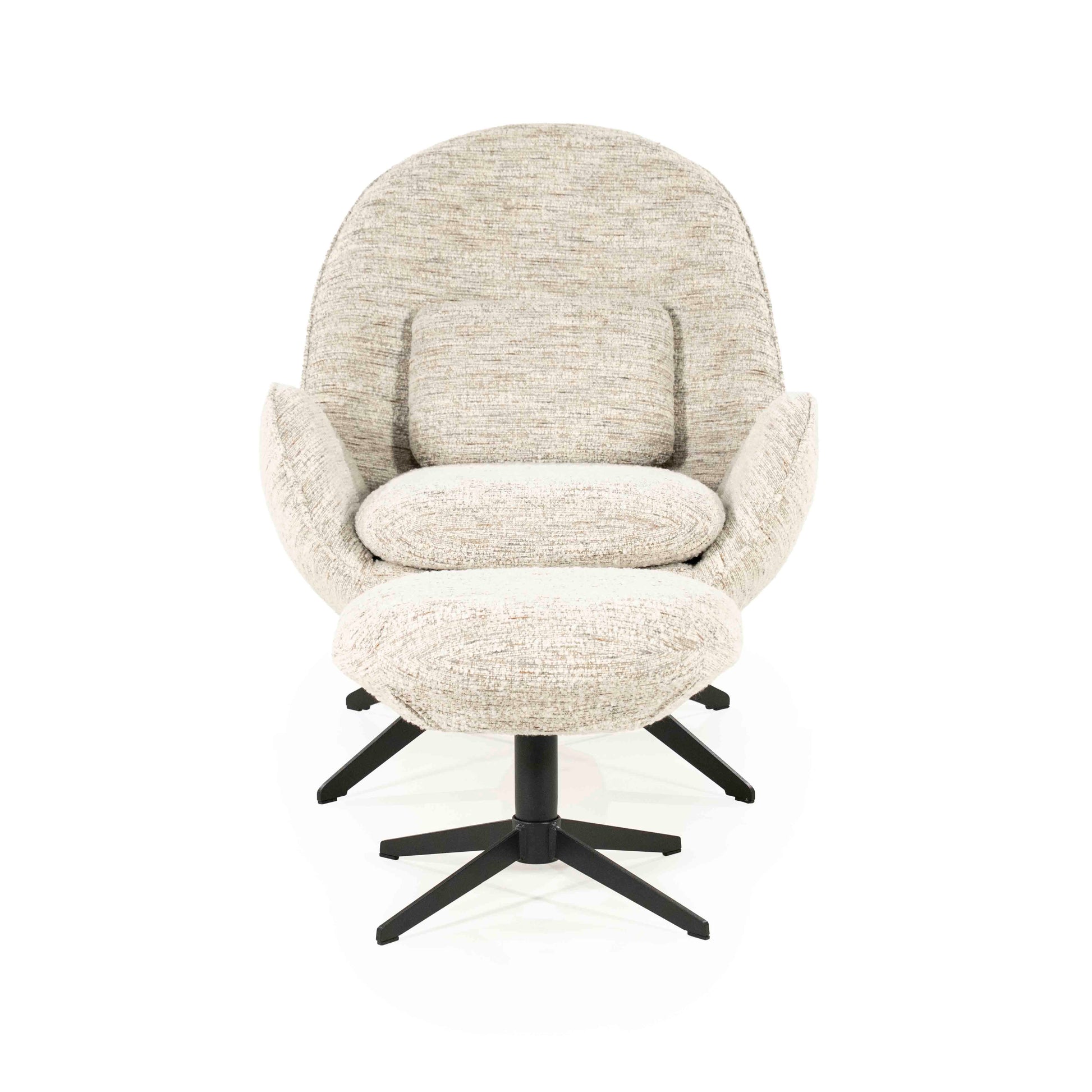 Ryan loungestol med puff i beige tekstil