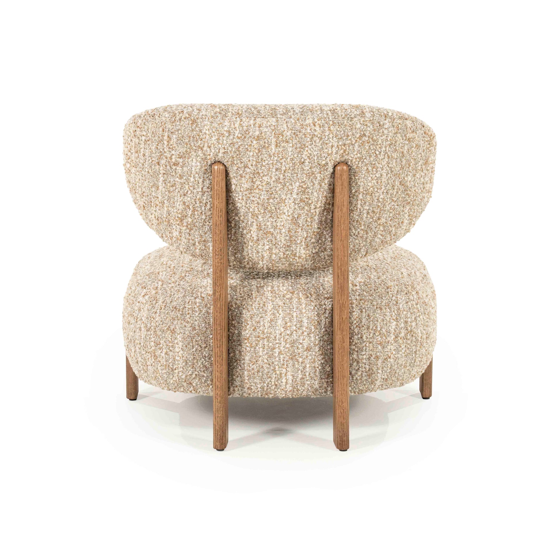 Reza lenestol i boucle –  beige med lyse eikeben. Lenestol uten armlene