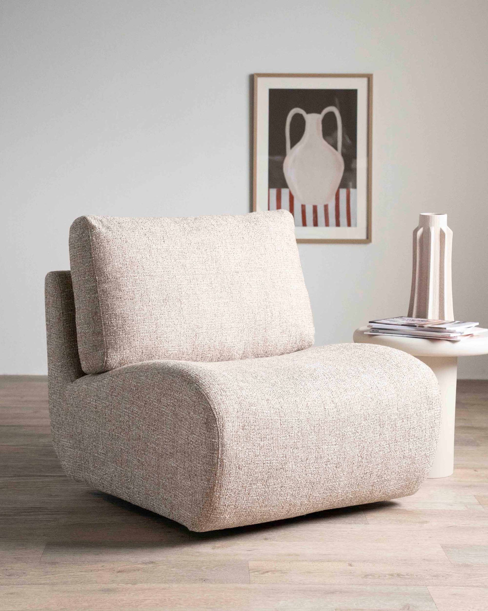 Lounge-stol i beige tekstil